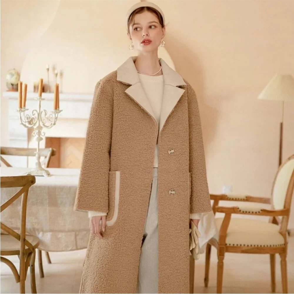 LAST DAY -- Petite Studio NYC Sienna Reversible Coat in Camel and Ivory BNWT - Picture 1 of 9